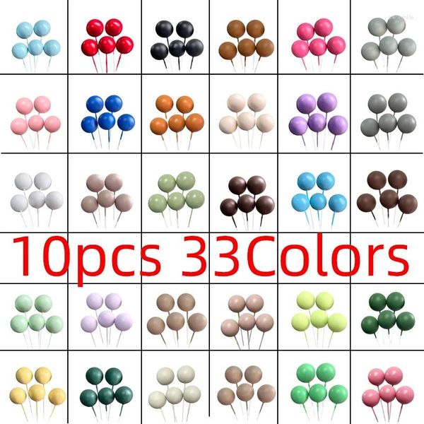 Fourniture de fête 10pcs Balles colorées Cake Toppers Christmas Ball Bohemian Style Silver Golden pour les décorations de baby shower d'anniversaire