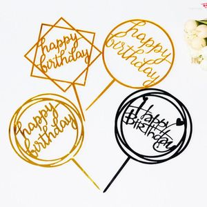 Fournitures de fête 10 Pcs/lot acrylique main écriture joyeux anniversaire gâteau Topper Dessert merveilleuse décoration pour beau cadeau