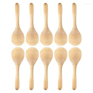 Hochets à Percussion à main Maracas, fournitures de fête, bricolage en bois avec son de soufflage net pour cadeaux musicaux, durables et faciles à utiliser, 10 pièces