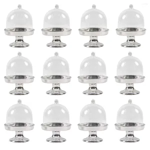 Party Supplies 10stcs Mini Chocolate Candy Cupcake Containers Cake Plate Stand met Dome Cover voor bruiloft Verjaardag Baby Shower Decoratie
