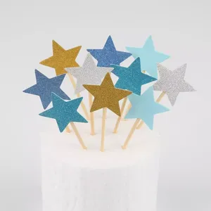 Fournitures de fête 10pcs mini coeur étoile Cupcake toppers d'anniversaire gâteau de topper de topper choix pour enfants décorations de mariage faveurs de douche de bébé