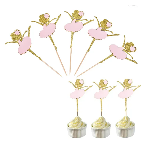 Fourniture de fête 10pcs Jupe rose girl gâteau toppers Cupcake Flag Decorations for thème