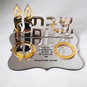 Fourniture de fête 10pcs Imprimer Hébreu Prayer Bat / bar Mitzvah Souveniture Cougette Mirror Miroir acrylique Bénédiction Dédicace Coupure laser Custom