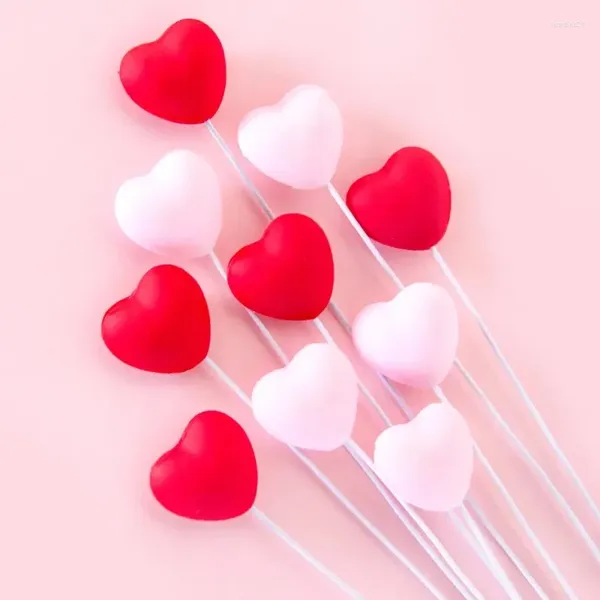 Fournitures de fête 10pcs Red Rose Heart Cupcake Toppers Love Love Valentine Cake Picks Saint-Valentin pour le thème des fiançailles de mariage
