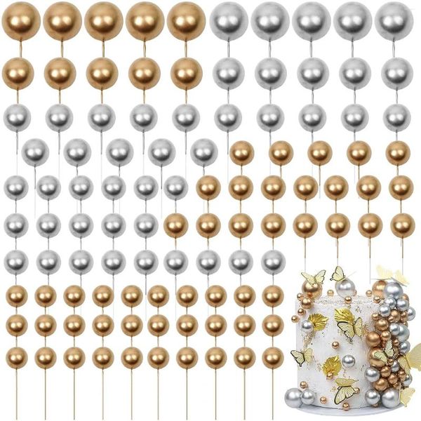 Fournions de fête 115pcs Ball Cake Toppers-Mini Balloon Decoration mousse Cupcake Picks Insert Toppers pour le mariage d'anniversaire