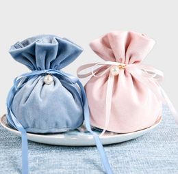 Feestartikelen 12 * 9 cm multifunctionele sieraden cadeau tas trekkoord zoete snoep pouch fluwelen trekkoord tassen baby shower accessoires bruiloft gunsten SN3404