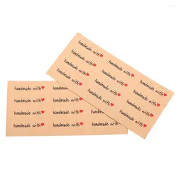 Feestbenodigdheden 120 stcs/10Sheets DIY Red Craft Paper Stickers "Hand Made with Heart" Seal for Bakery -pakketlabel