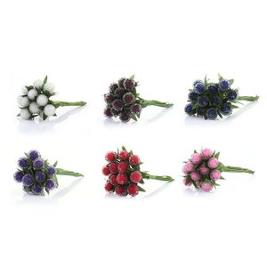 Fournitures de fête 12 pcs / 1 bouquet Petites Baies Fleur Artificielle Étamine De Cerise Rouge Perlé Simulation De Mariage Verre Grenade Décoration 20220606 D3