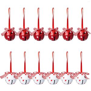 Fournitures de fête 12 pièces 50mm cloches de noël pendentifs d'arbre de noël ornements cadeau pour décorations année jouets pour enfants 2 couleurs