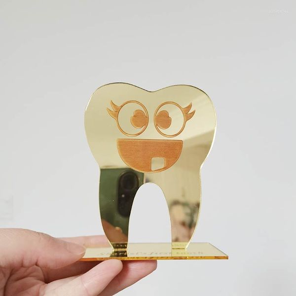 Fournitures de fête, soins dentaires personnalisés, bricolage en forme de dents, décorations de miroir en acrylique, autocollants pour cadeaux de Table de clinique de dentiste, 12 pièces