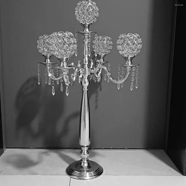 Suministros para fiestas, 12 Uds.), centros de mesa personalizados para decoración de bodas, candelabros de cristal dorado de 5 brazos, candelabro de mesa 2855