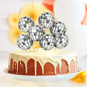 Fourniture de fête 12pcs Disco Ball Cake Toppers 70S Retro Decor Saturday Night Fever Dance Anniversaire