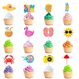 Fournitures de fête 12pcs Summer Beach Hawaii Cupcake Toppers Sun Umbrella Ball Cake Hawaiian Pool thème décorations d'anniversaire