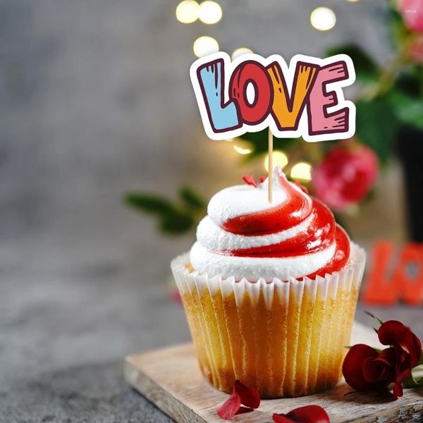 Décorations de fête pour la saint-valentin, 12 pièces, décorations de Cupcake d'amour, décorations de pâtisserie pour gâteau d'anniversaire et de mariage à faire soi-même
