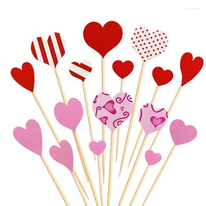 Fournitures de fête 16 pièces rose rouge coeur décoration de gâteaux choix de nourriture pour la saint-valentin faveur de mariage décoration de gâteau d'anniversaire de mariée