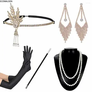 Fournitures de fête, accessoires de Costume des années 1920, bandeau, collier, gants, étui à cigarettes, ensemble à clapet pour femmes, 20