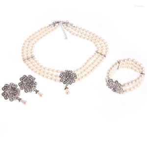 Suministros de fiesta de los años 20 para mujer, vestido Flapper, conjunto de accesorios de Cosplay, collar de perlas GATSBY CHARLESTON, pendientes, pulsera, 3 uds.