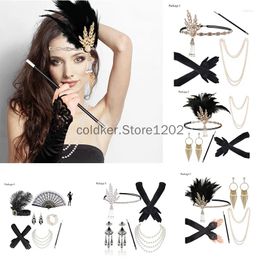 Fournitures de fête Années 1920 Femmes Vintage Flapper Gatsby Costume Accessoires Ensemble Années 20 Bandeau Collier de Perles Gants Porte-Cigarette Anime Boucle D'oreille