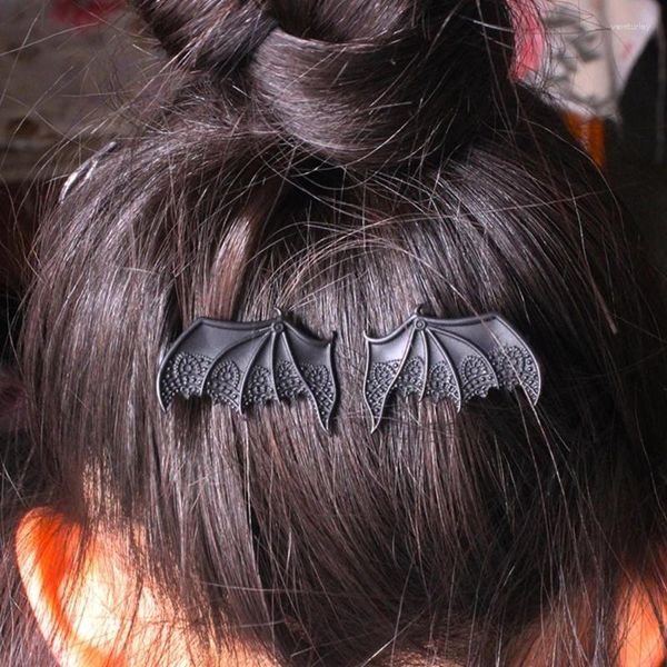 Fournitures de fête 1 paire d'épingles à cheveux en métal en forme d'aile de chauve-souris pour filles, pince à cheveux Punk en bec de canard, accessoires de Cosplay d'halloween pour femmes