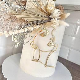 Fournitures de fête 1PC acrylique abstrait Simple femmes Figure Art du visage carte Insertion mariage anniversaire gâteau décoration