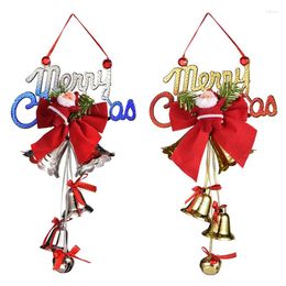 Fournitures de fête, 1 pièce, nœud papillon de noël, Double cloche, ornement de porte d'arbre de noël suspendu, décoration de maison, pendentif, ornements suspendus à la mode