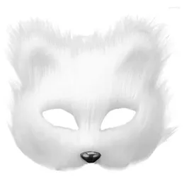 Fours de fête 1pc masques animaux à fourrure Halloween Masquerade cosplay costume half face back blanc therian carnival stage accessoires