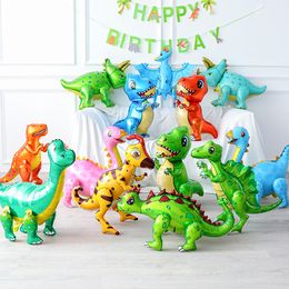 Fournitures de fête 1 pc Grand 4D Dinosaure Feuille Ballons Vert Dinosaure Debout Dragon Décorations D'anniversaire Enfants Garçon Jouets