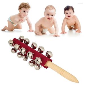 Suministros para fiestas, 1 pieza, cascabeles de trineo, palo de madera de mano con 21 cascabeles de Metal de Navidad, bolas, decoraciones de instrumentos musicales de percusión