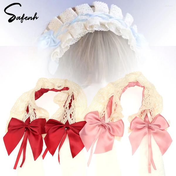 Fournions de fête 1pcs Lolita Lace Bowknot Bandband en peluche Lop Band Hair Band Ruffled Hair Ties Cosplay Headress