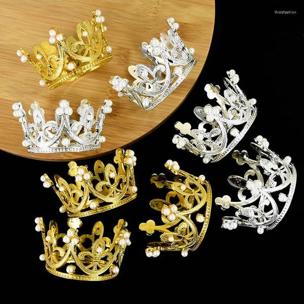 Fournitures de fête 1 pièces Mini couronne gâteau décoration argent or Topper perle décorative enfants bébé douche mariage anniversaire