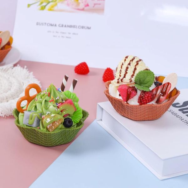 Fournitures de fête, Simulation de crème glacée croustillante, bol à gaufres, modèle de cône de fruits, accessoires de Dessert, échantillon de stand Commercial, 1 pièces