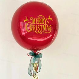 Fournitures de fête 1 ensemble de ballons ronds rouges 4D en aluminium avec joyeux autocollants personnalisés pour les décorations de l'année de noël 2024