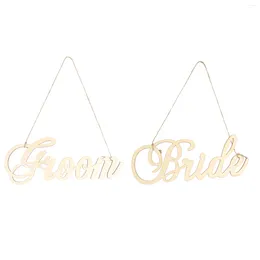 Fournitures de fête 2 pièces liste de Pâques décorations de porte d'entrée signes de fiançailles de mariage ornement suspendu accessoires de mariée en bois