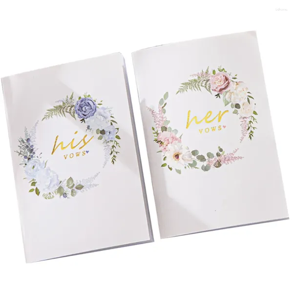 Party Supplies 2 PCS Vows de mariage Book Swearing Books Cards for Day Cases Paper Paper Bride the Gift