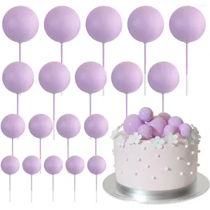 Fourniture de fête 20 PCS Mini ballons gâteau topper bâtons les boules violettes légères picks balles pour décorations d'anniversaire de mariage