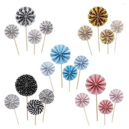 Fournitures de fête 20 pièces gâteau rond papier Dessert Toppers de mariage mode festif choix de charme ventilateur pour fruits naissance tournesol en forme de nourriture