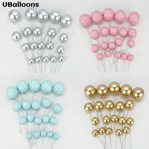 Fourniture de fête 20pcs Balls Cake Toppers Gold Ball Joyeux anniversaire Topper Stand pour le mariage Décoration de baby shower favori