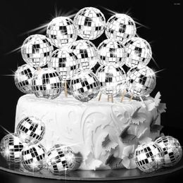 Party Supplies 24 -stcs 3cm Disco Ball Cupcake Cake Toppers 70's Theme Decorations for Birthday Last Bachelorette Suppies