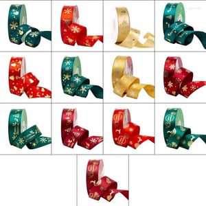 Fourniture de fête 25 yards Ribons de Noël Filmor Gold Snowflake Matchs Multicolor Bow DIY Craft pour le cadeau de décoration de Noël