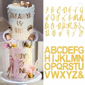 Suministros de fiesta, 26 letras del alfabeto, decoración de pastel, dorado, DIY, nombre personalizado, adorno acrílico, boda, cumpleaños, Baby Shower, postre