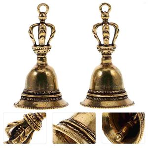 Feestartikelen 2 stuks Messing Bell Charms Ornamenten Sleutelhanger Hanger Handheld Tibetaans Vintage Voor Sieraden Maken DIY