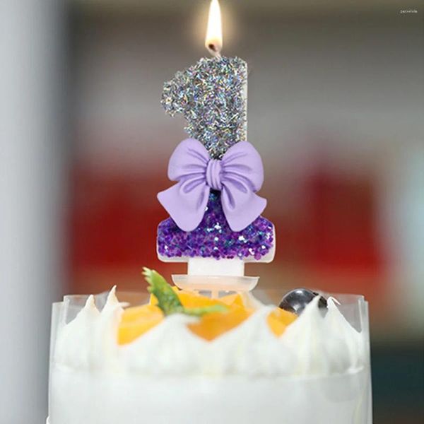 Fournitures de fête 3,35 pouces de bougies d'anniversaire violets Grand gâteau pour les fêtes Célébration des décorations de cupcakes de mariage