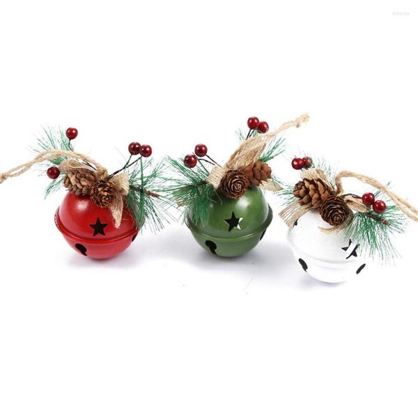 Fournitures de fête 3 pièces arbre de Noël décoratif artisanat ornement pendentif 6 cm grosse boule cloche avec nœud papillon pommes de pin accessoires de décoration de la maison