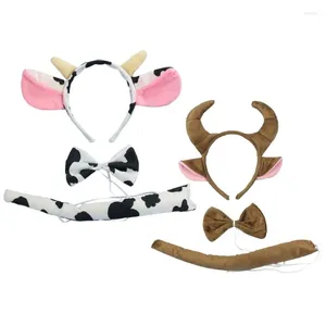 Fourniture de fête 3 PCS / Set Cow Animal Headwear Set Kids Girls Boys Bands Bands Bow Tie Halloween Fo Drop