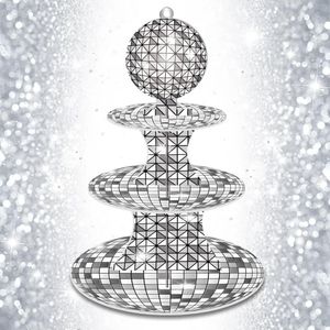 Feestbenodigdheden 3 Tier Disco Music Cake Display Stand Silver Spotlight Lighting Club Cupcake Rack Holder Birthday Tray Decor