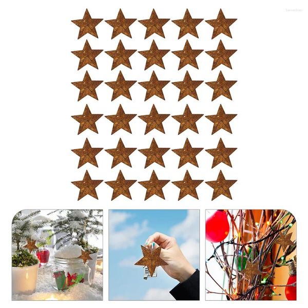 Fours de fête 30 PCS Rusty Pentagram Christmas Barn Star Decorations Décorer les petites miniatures de fer Metal Stars Vintage