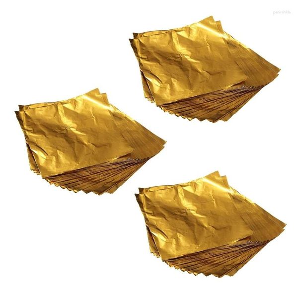 Suministros de fiesta 300 Uds dulces cuadrados caramelo Chocolate Lolly papel envoltorios de papel de aluminio dorado