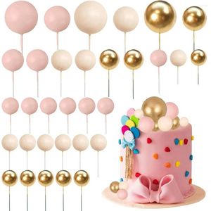 Fourniture de fête 30pcs Ball Cake Topper Picks Insert Cupcake en forme de perle pour la faveur d'anniversaire Décoration de mariage