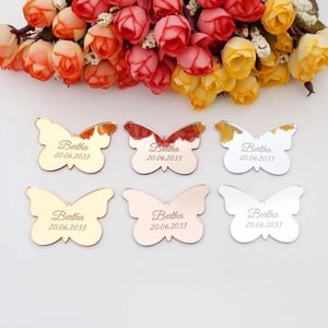 Fournitures de fête, 30 pièces, étiquettes miroir en acrylique personnalisées, cadeau d'invité personnalisé, papillon mignon pour cadeaux de réception-cadeau pour bébé, accessoire de bricolage