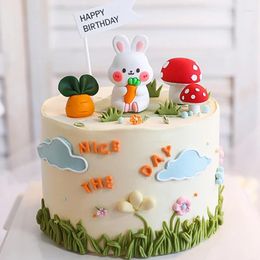 Fournitures de fête 3D champignon carotte gâteau Topper Jungle thème enfants 1er anniversaire joyeux pâques décor bébé douche